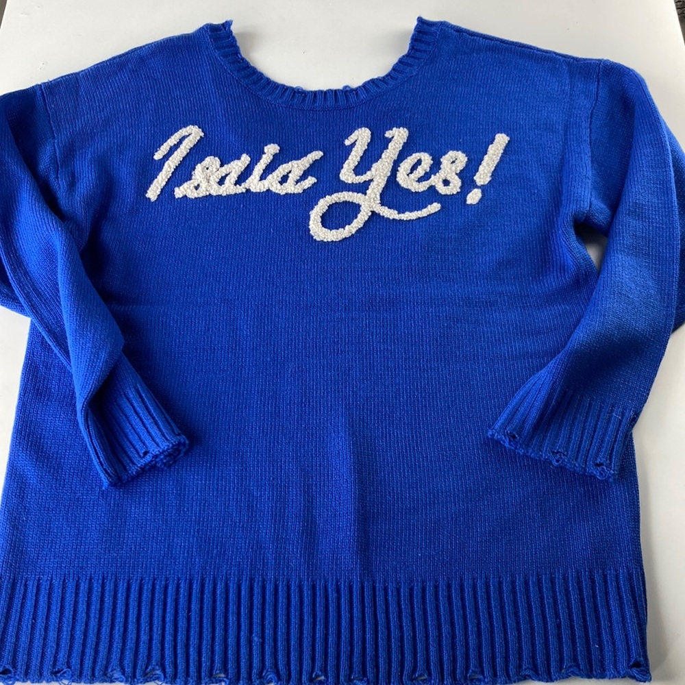 I said yes V neck back Sweater NWT
